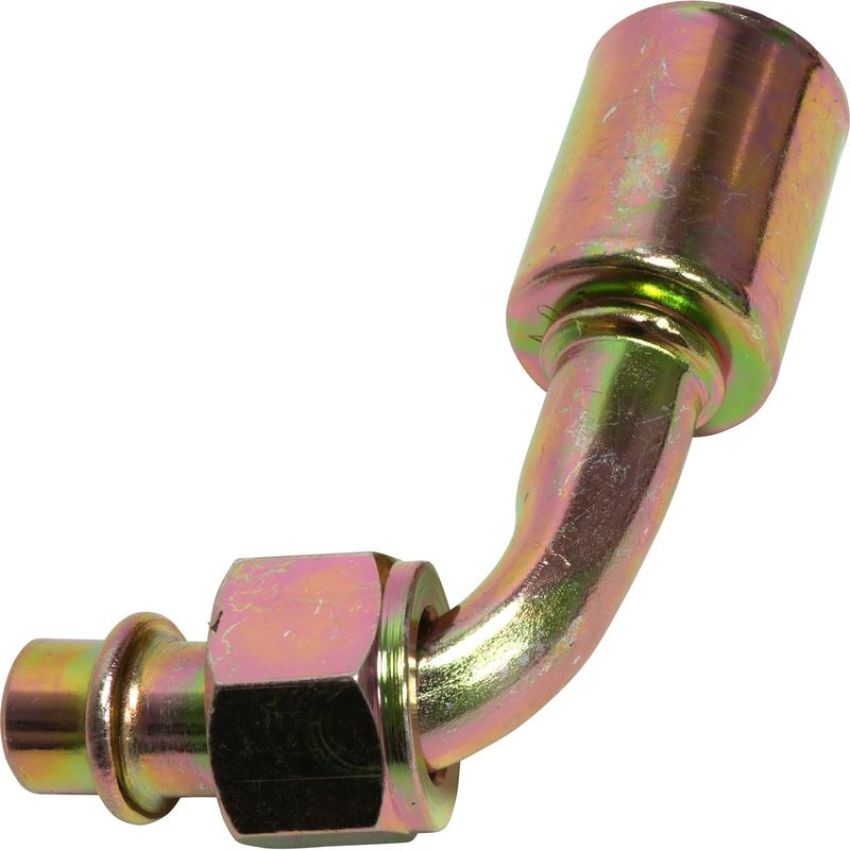Universal Air Conditioning FT 1323SBC A/C Refrigerant Hose Fitting -- Steel 90Âº Female Oring Beadlock Fitting