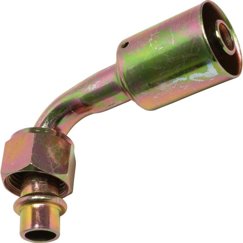 Universal Air Conditioning FT 1323SBC A/C Refrigerant Hose Fitting -- Steel 90Âº Female Oring Beadlock Fitting