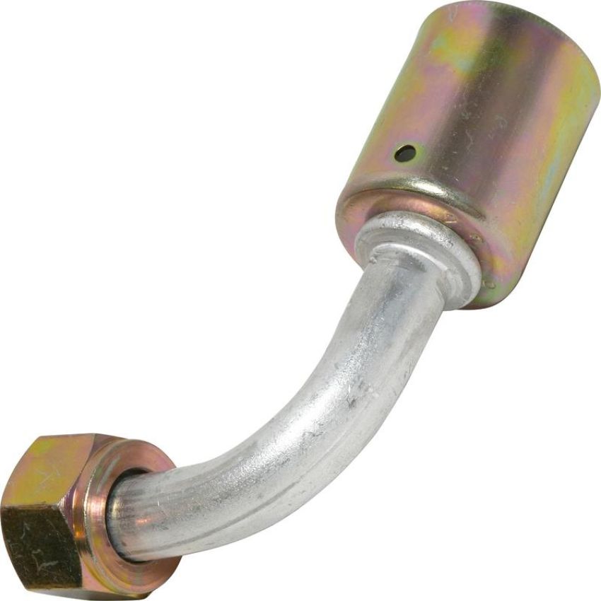 Universal Air Conditioning FT 1326C A/C Refrigerant Hose Fitting -- Aluminum 90Âº Female Oring Beadlock Fitting