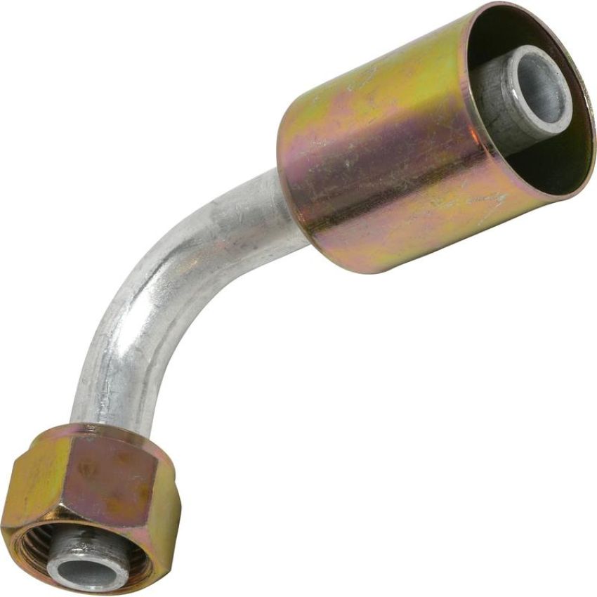 Universal Air Conditioning FT 1326C A/C Refrigerant Hose Fitting -- Aluminum 90Âº Female Oring Beadlock Fitting