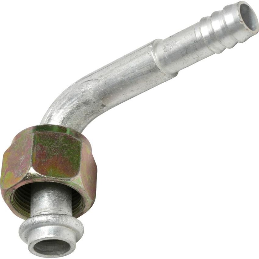 Universal Air Conditioning FT 1526C A/C Refrigerant Hose Fitting -- Aluminum 90Âº Female Oring Barb Fitting
