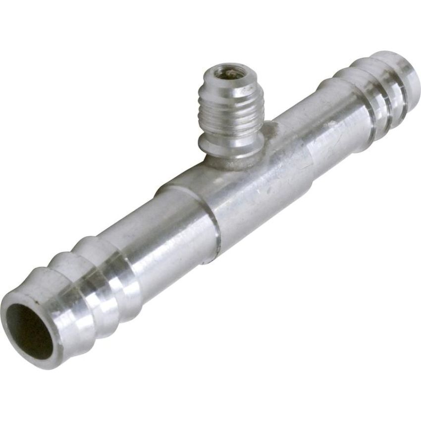 Universal Air Conditioning FT 1967C A/C Refrigerant Hose Fitting -- Aluminum Straight Barb Splicer w/ Service Port