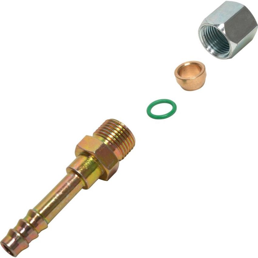 Universal Air Conditioning FT 2680C A/C Refrigerant Hose Fitting -- Steel Straight Compression Barb Fitting