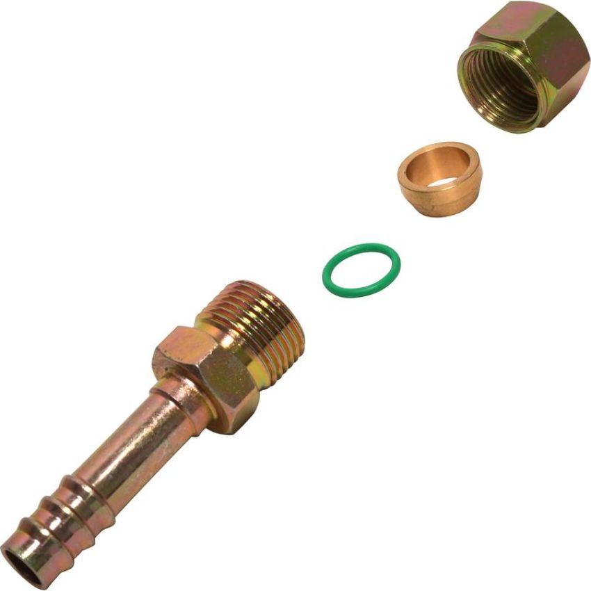Universal Air Conditioning FT 2681C A/C Refrigerant Hose Fitting -- Steel Straight Compression Barb Fitting