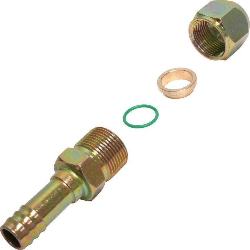 Universal Air Conditioning FT 2683C A/C Refrigerant Hose Fitting -- Steel Straight Compression Barb Fitting