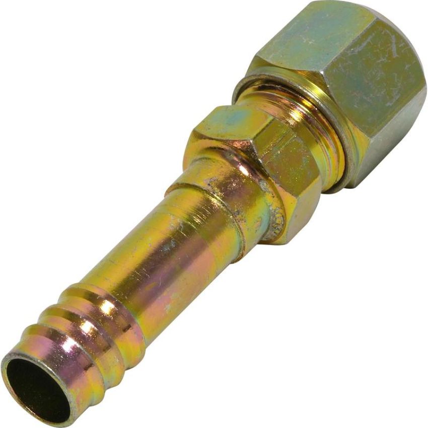 Universal Air Conditioning FT 2684C A/C Refrigerant Hose Fitting -- Steel Straight Compression Barb Fitting