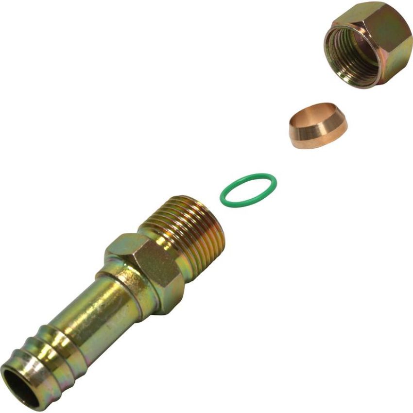 Universal Air Conditioning FT 2685C A/C Refrigerant Hose Fitting -- Steel Straight Compression Barb Fitting