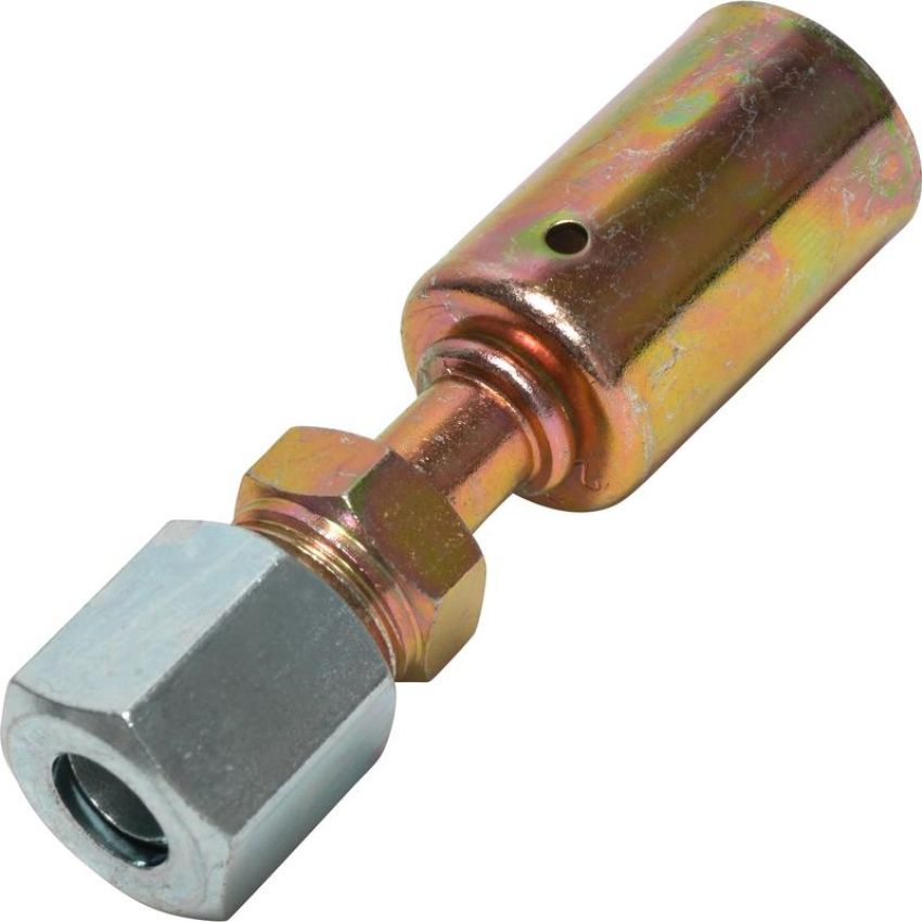 Universal Air Conditioning FT 2901SBC A/C Refrigerant Hose Fitting -- Steel Straight Compression Beadlock Fitting