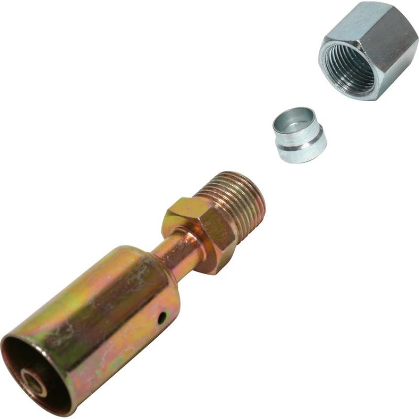 Universal Air Conditioning FT 2901SBC A/C Refrigerant Hose Fitting -- Steel Straight Compression Beadlock Fitting