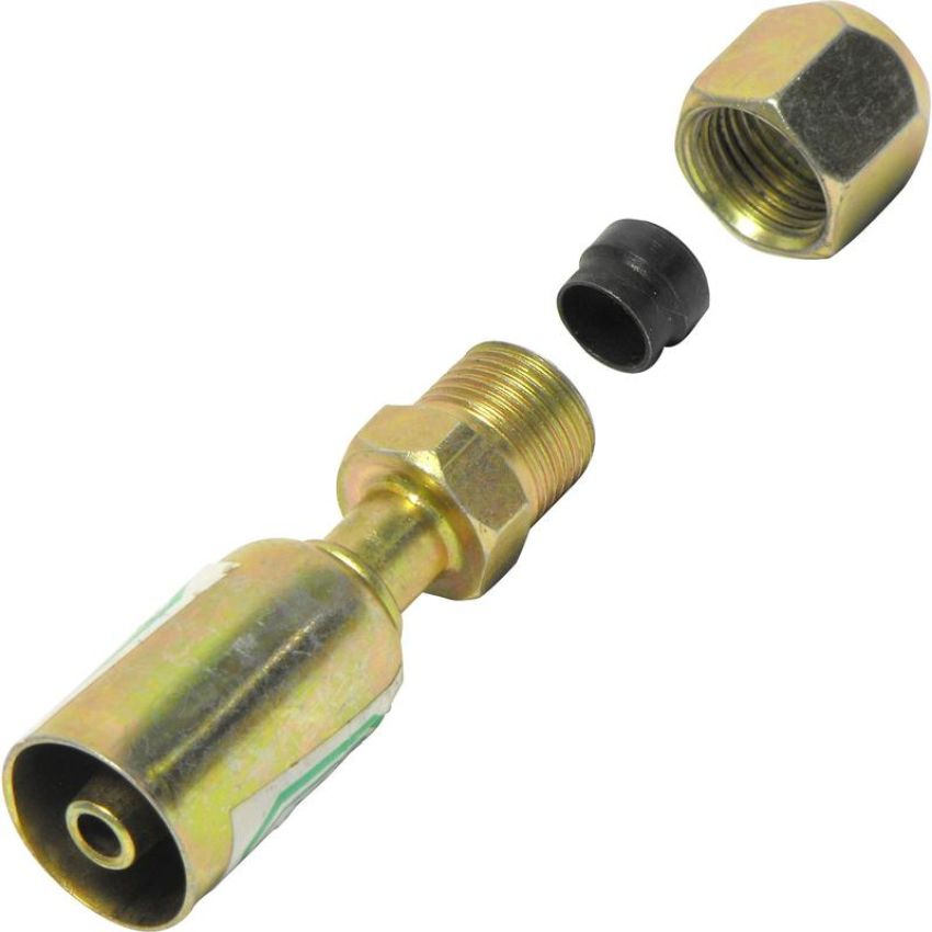 Universal Air Conditioning FT 2901SBC A/C Refrigerant Hose Fitting -- Steel Straight Compression Beadlock Fitting