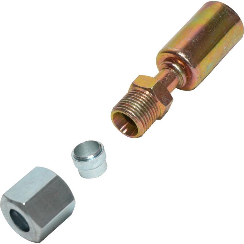 Universal Air Conditioning FT 2901SBC A/C Refrigerant Hose Fitting -- Steel Straight Compression Beadlock Fitting