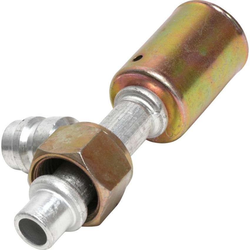 Universal Air Conditioning FT 3023C A/C Refrigerant Hose Fitting -- Alum. Str. Female Oring Beadlock Ftg. w/ Svc Port
