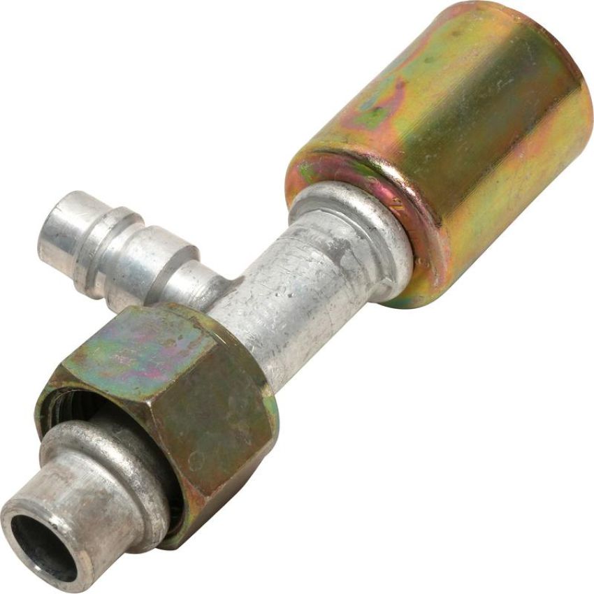 Universal Air Conditioning FT 3033C A/C Refrigerant Hose Fitting -- Alum. Str. Female Oring Beadlock Ftg. w/ Svc Port