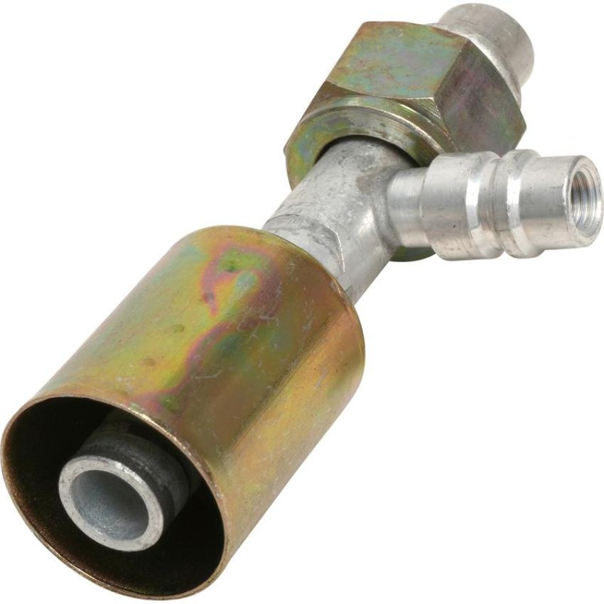 Universal Air Conditioning FT 3033C A/C Refrigerant Hose Fitting -- Alum. Str. Female Oring Beadlock Ftg. w/ Svc Port