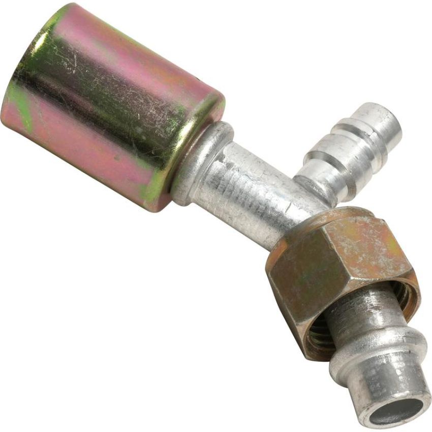 Universal Air Conditioning FT 3133C A/C Refrigerant Hose Fitting -- Alum. 45Âº Female Oring Beadlock Ftg. w/ Svc Port