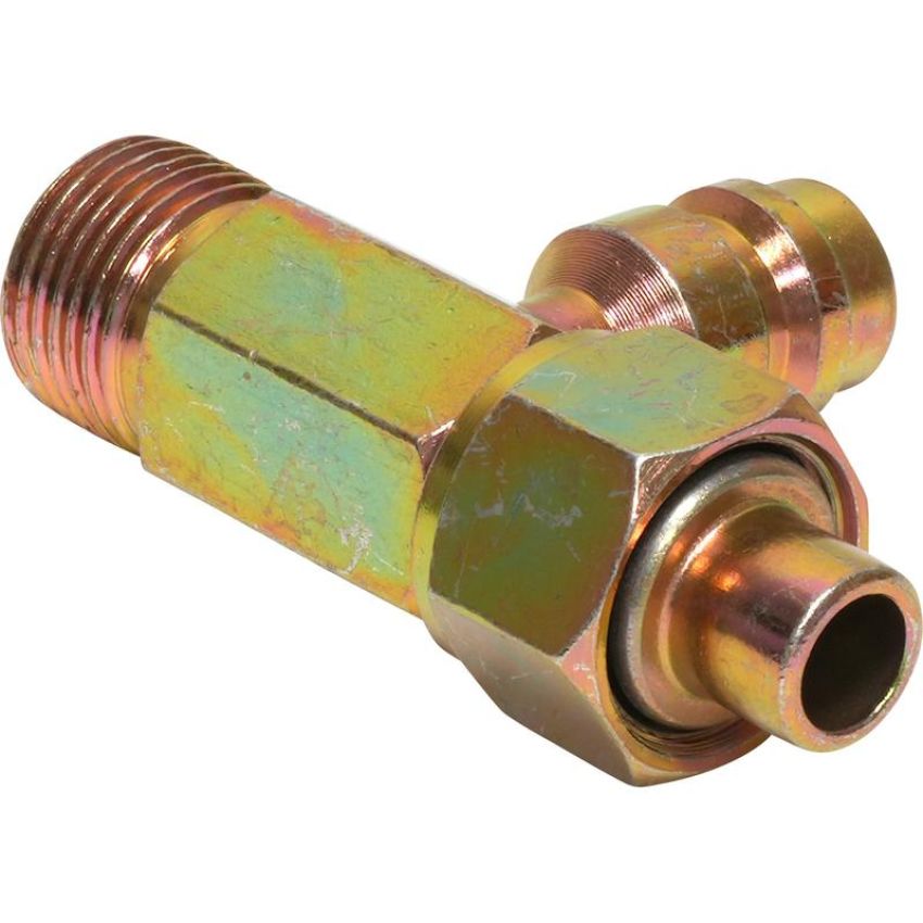 Universal Air Conditioning FT 6302C A/C Refrigerant Hose Fitting -- Steel Straight Compressor Fitting w/ Service Port
