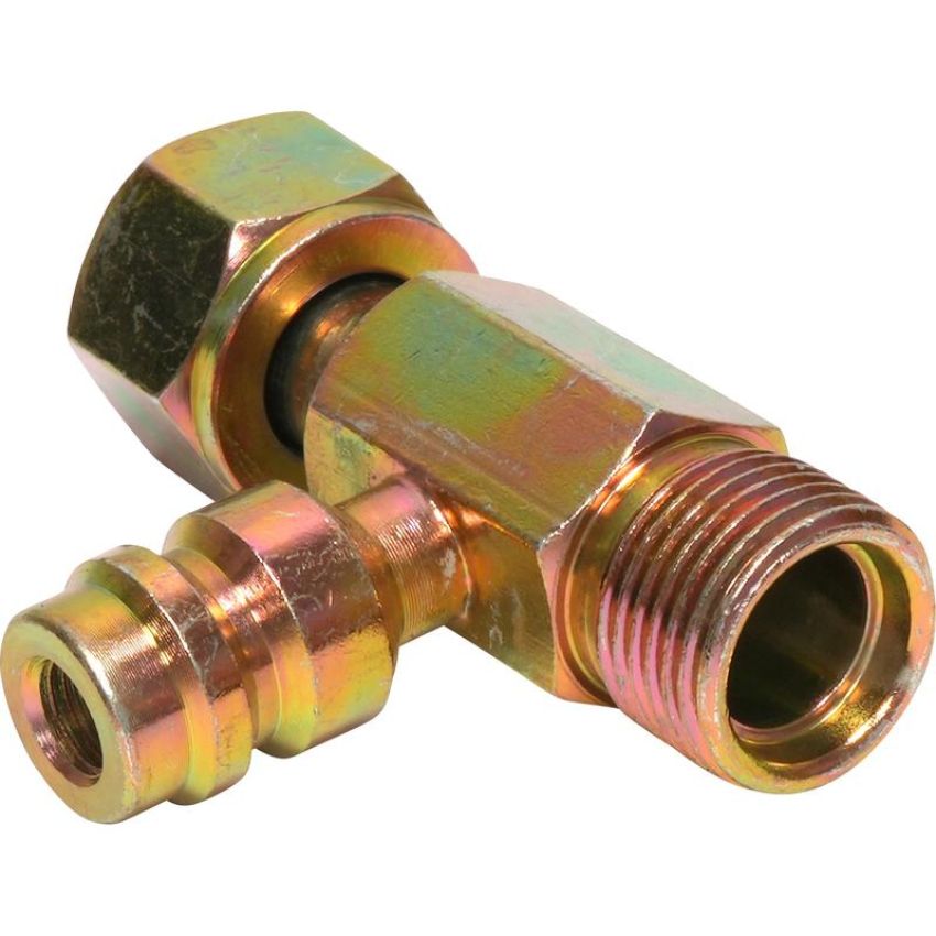 Universal Air Conditioning FT 6302C A/C Refrigerant Hose Fitting -- Steel Straight Compressor Fitting w/ Service Port