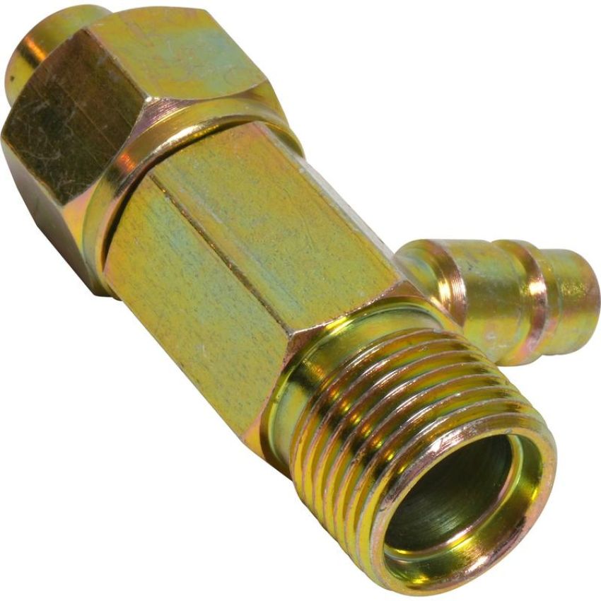 Universal Air Conditioning FT 6303C A/C Refrigerant Hose Fitting -- Steel Straight Compressor Fitting w/ Service Port
