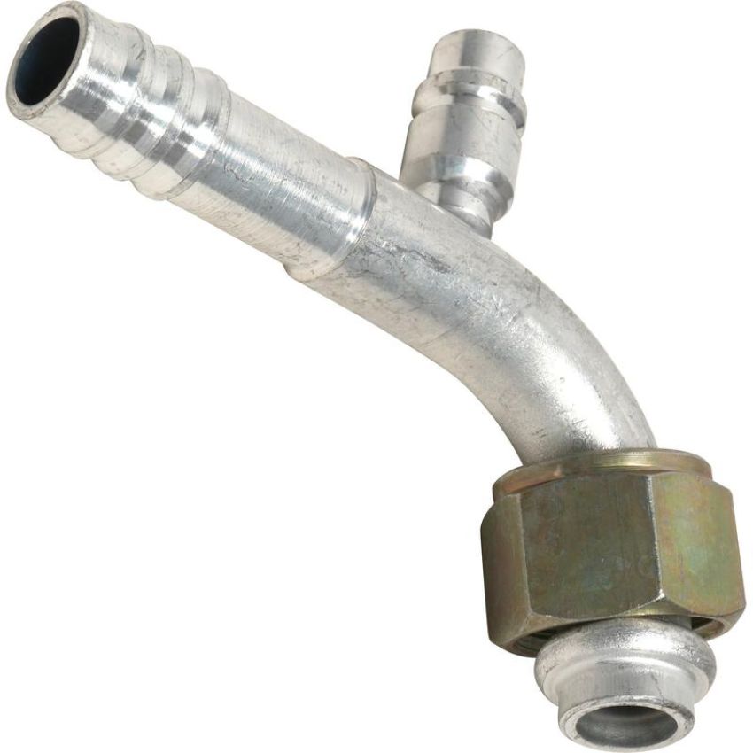 Universal Air Conditioning FT 7006C A/C Refrigerant Hose Fitting -- Aluminum 90Âº Female Oring Barb Fitting w/ Svc Port