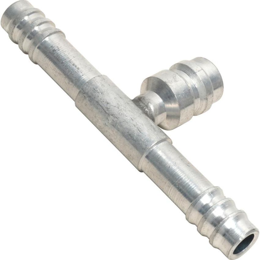 Universal Air Conditioning FT 7049C A/C Refrigerant Hose Fitting -- Aluminum Straight Barb Splicer w/ Service Port