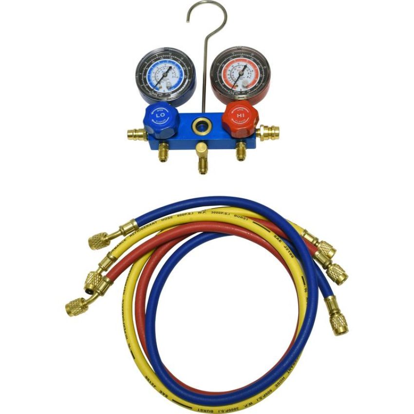 Universal Air Conditioning TO 1664C A/C Repair Tool -- Aluminum Manifold Gauge Hose Set