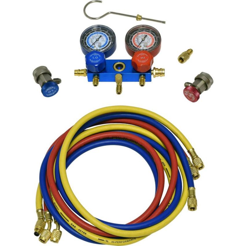 Universal Air Conditioning TO 1671C A/C Repair Tool -- Aluminium Manifold Gauge Hose and Coupler Set
