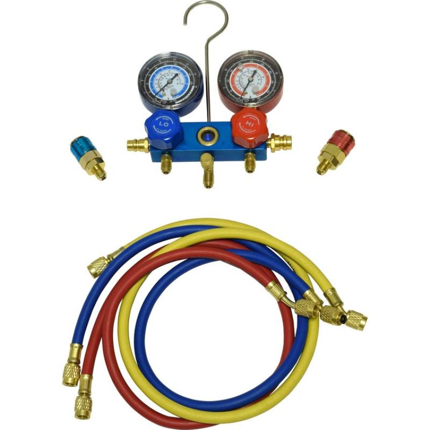 Universal Air Conditioning TO 1675C A/C Repair Tool -- Aluminium Manifold Gauge Hose and Coupler Set
