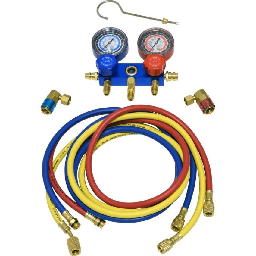 Universal Air Conditioning TO 1699C A/C Repair Tool -- Aluminium Manifold Gauge Hose and Coupler Set
