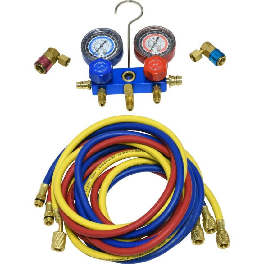 Universal Air Conditioning TO 1700C A/C Repair Tool -- Aluminium Manifold Gauge Hose and Coupler Set