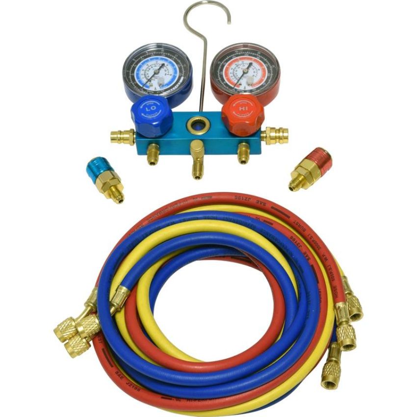 Universal Air Conditioning TO 1701C A/C Repair Tool -- Aluminium Manifold Gauge Hose and Coupler Set