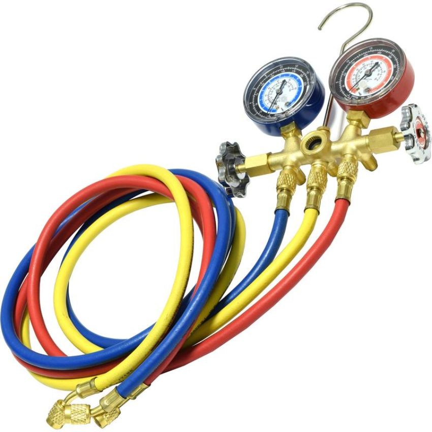 Universal Air Conditioning TO 3666C A/C Repair Tool -- Brass Manifold Gauge Hose Set