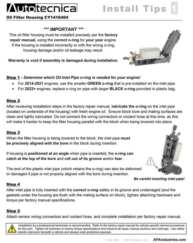 URO Parts CY1416404 Oil Filter Housing and Cooler Assembly