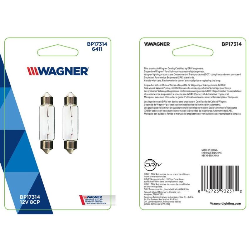 WAGNER LIGHTING BP17314 Standard Multi-Purpose Light Bulb Card of 2
