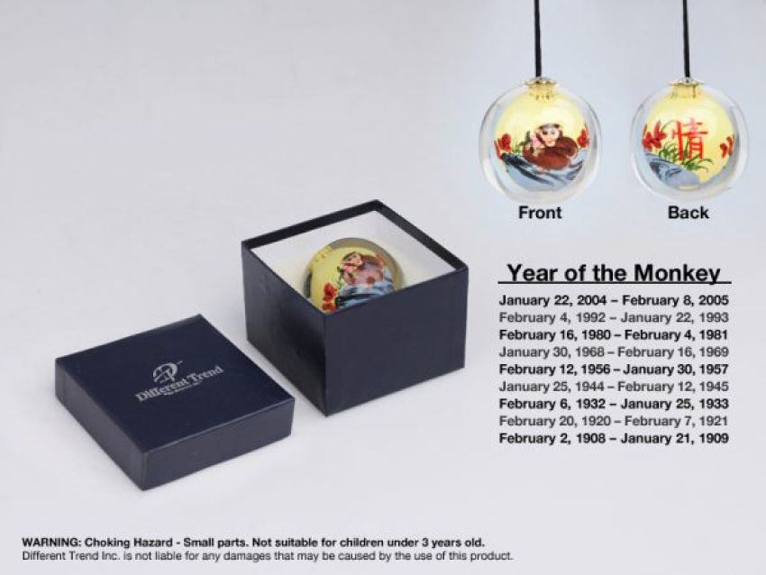 Different Trend Chinese Zodiac 40mm Year of the Monkey Crystal Mirror Hanger DT-4009