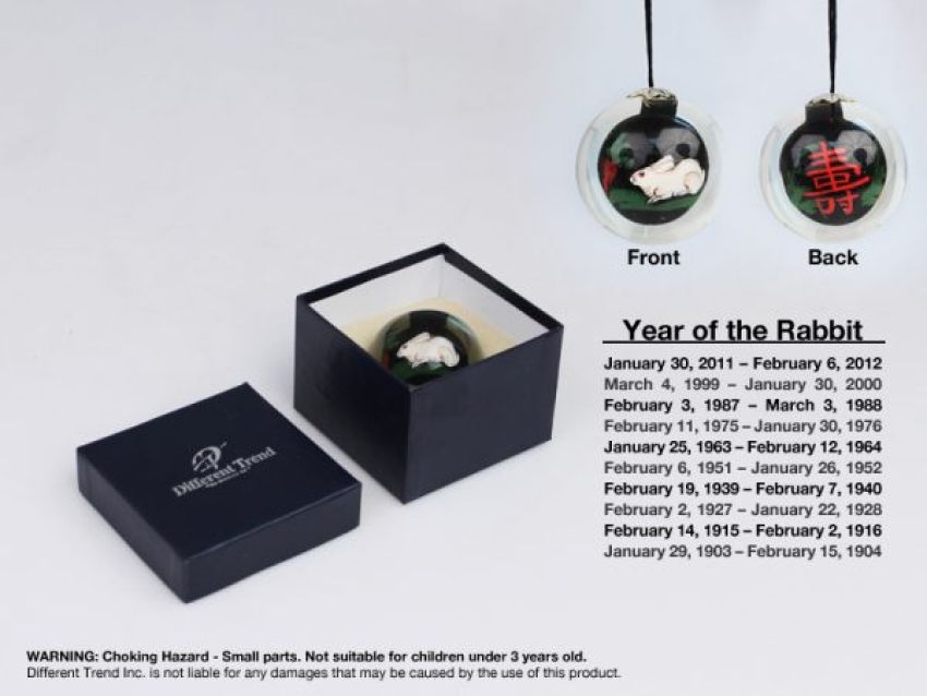Different Trend Chinese Zodiac 40mm Year of the Rabbit Crystal Mirror Hanger DT-4004