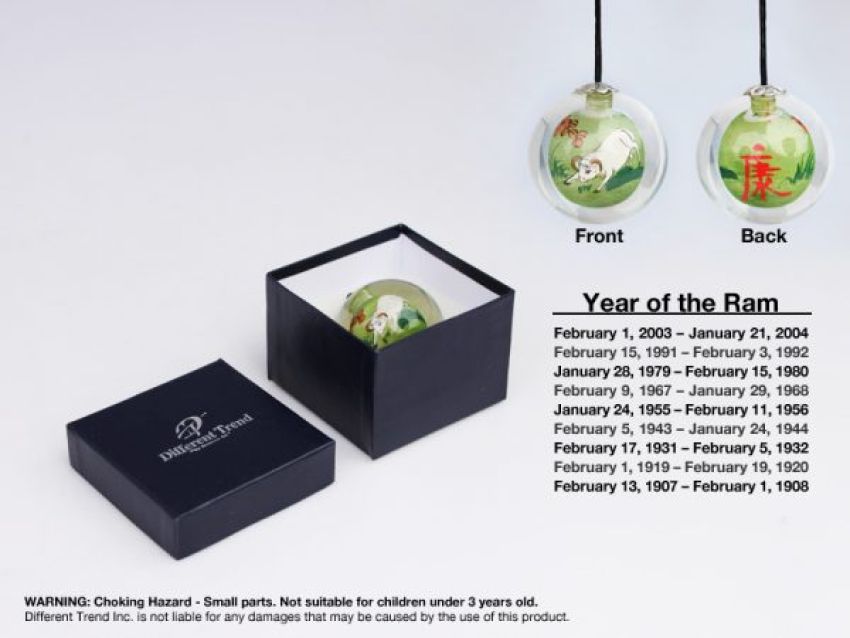 Different Trend Chinese Zodiac 40mm Year of the Ram Crystal Mirror Hanger DT-4008