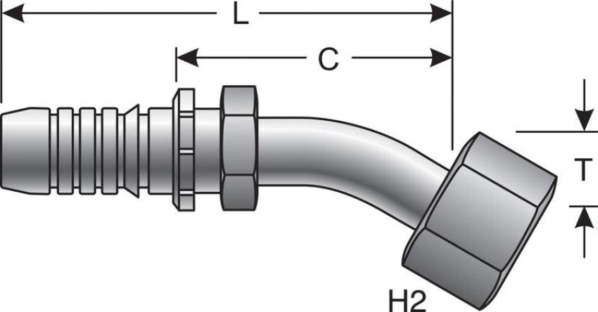 GATES G20174-0810 Female JIC 37 Flare Swivel - 45 Bent Tube (GlobalSpiral)