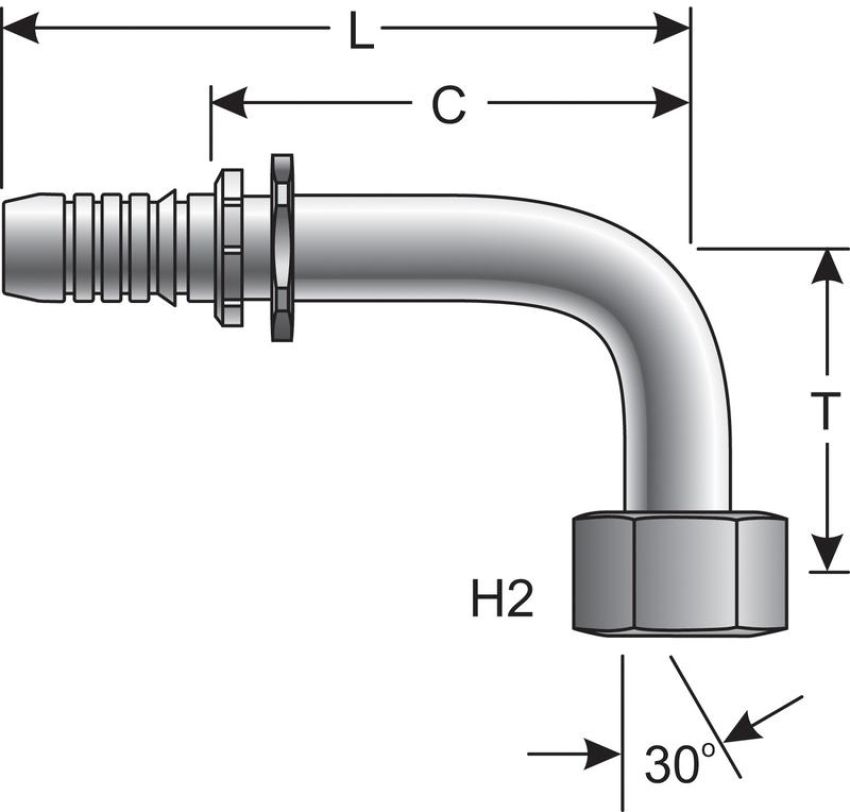 GATES G20832-1212 Female British Std Parallel Pipe O-Ring Swivel-90 Bent Tube (GlobalSpiral)