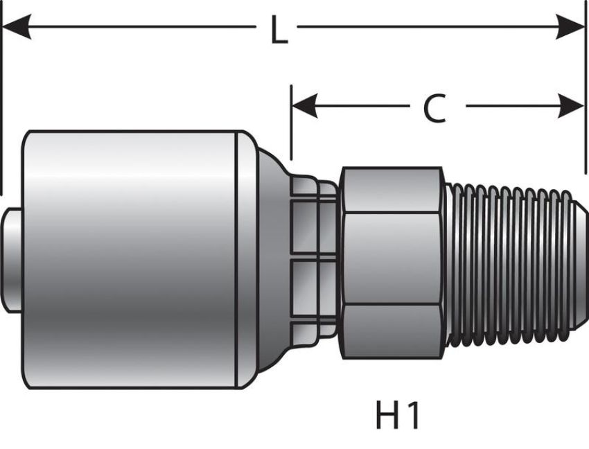 GATES G25100-0408 Male Pipe (NPTF - 30 Cone Seat) (MegaCrimp)