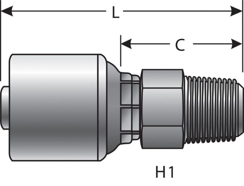 GATES G25100-0504 Male Pipe (NPTF - 30 Cone Seat) (MegaCrimp)