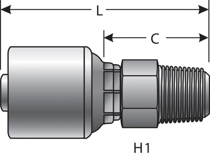 GATES G25100-0804 Male Pipe (NPTF - 30 Cone Seat) (MegaCrimp)