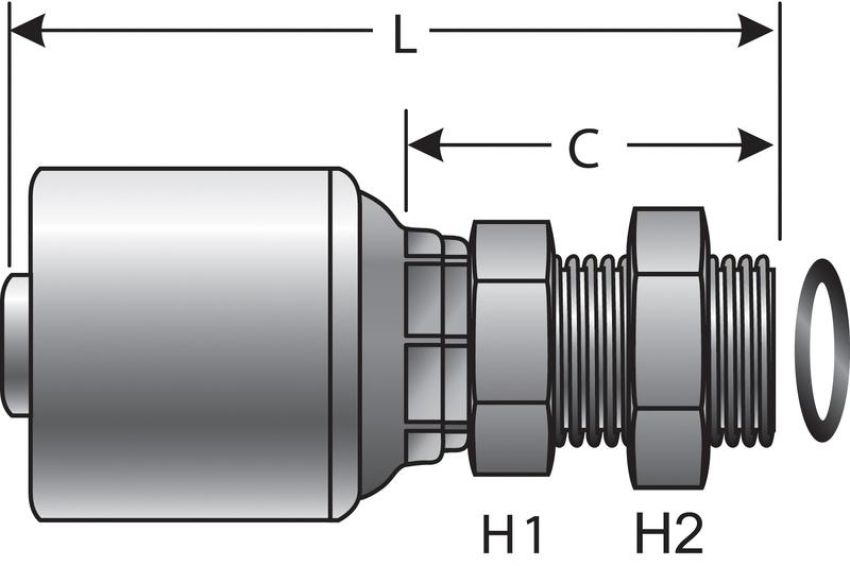 GATES G25226-0606 Male Flat-Face O-Ring Bulk Head Long Nose (MegaCrimp)