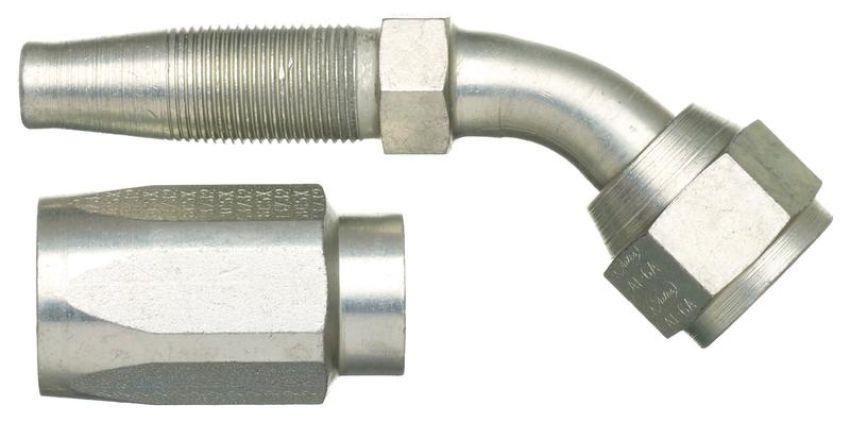 GATES G34211-0808 Dual Seat Female JIC 37/SAE 45 Flare Swivel - 45 Bent Tube - Steel