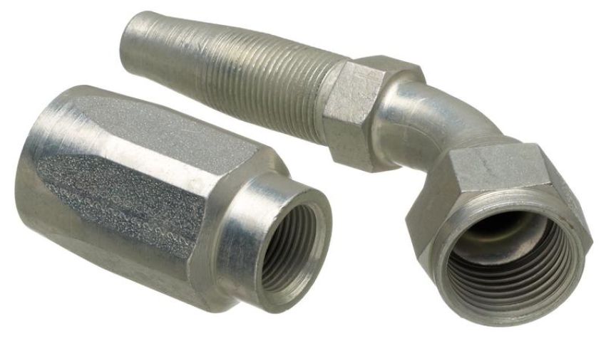 GATES G34211-1010 Dual Seat Female JIC 37/SAE 45 Flare Swivel - 45 Bent Tube - Steel