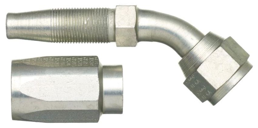 GATES G34211-1010 Dual Seat Female JIC 37/SAE 45 Flare Swivel - 45 Bent Tube - Steel