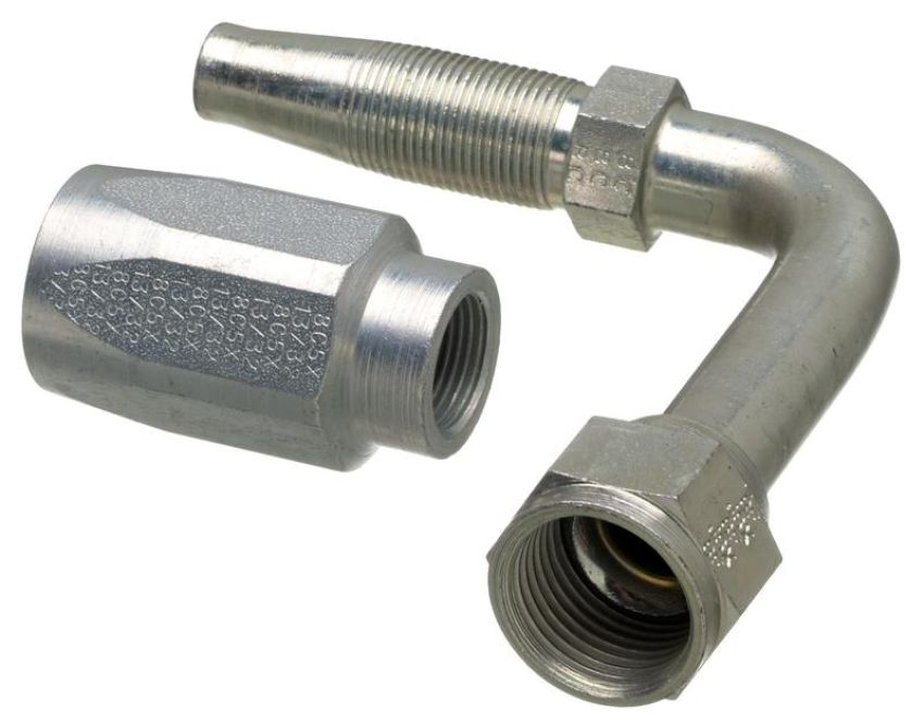 GATES G34212-0404 Dual Seat Female JIC 37/SAE 45 Flare Swivel - 90 Bent Tube - Steel