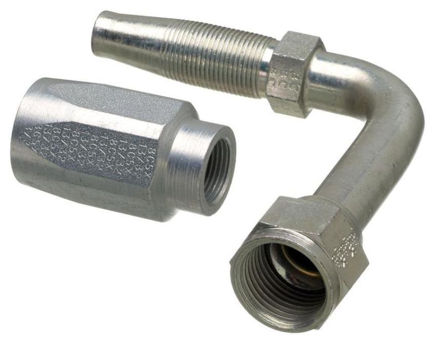 GATES G34212-1010 Dual Seat Female JIC 37/SAE 45 Flare Swivel - 90 Bent Tube - Steel