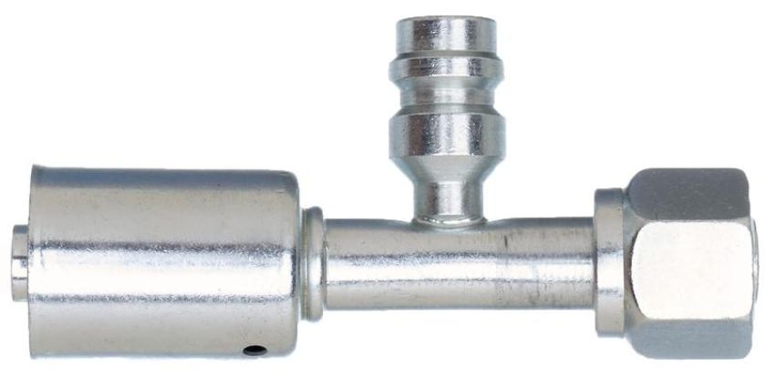 GATES G47588-0808S Female SAE Tube O-Ring Nut Swivel w/ R134a Svc Port - Steel (PolarSeal II ACB)