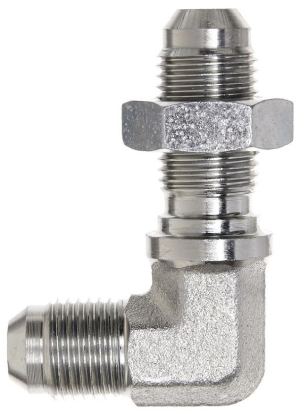 GATES G60447-0404 Male JIC 37 Flare to Male JIC 37 Flare Bulkhead - 90 (SAE to SAE)