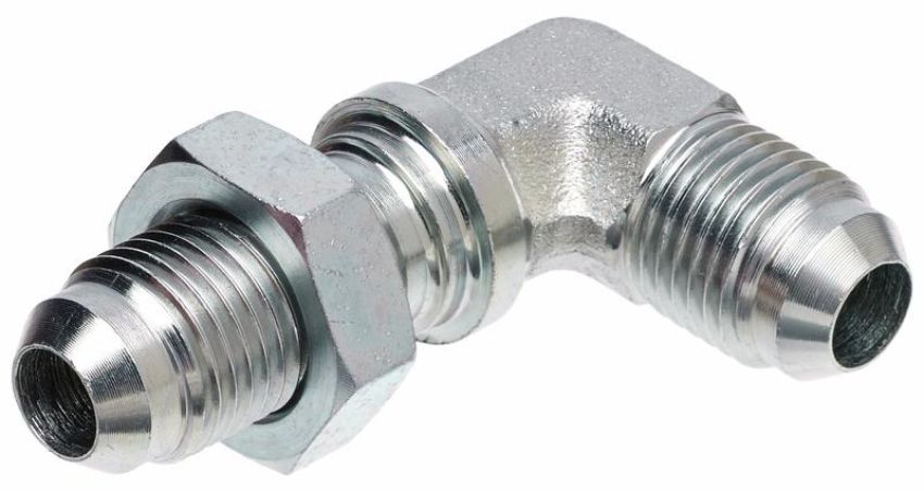 GATES G60447-1212 Male JIC 37 Flare to Male JIC 37 Flare Bulkhead - 90 (SAE to SAE)